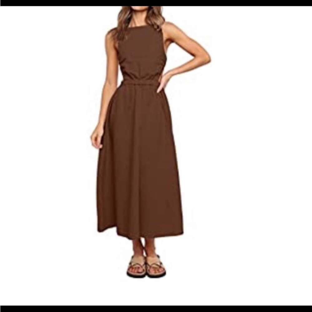 Brown cut out midi dress